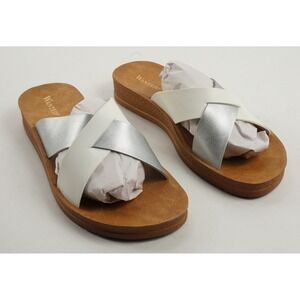 New in Box Wanted Women's Heidi Slip On Strappy Slide Sandals Brown White US 9 M